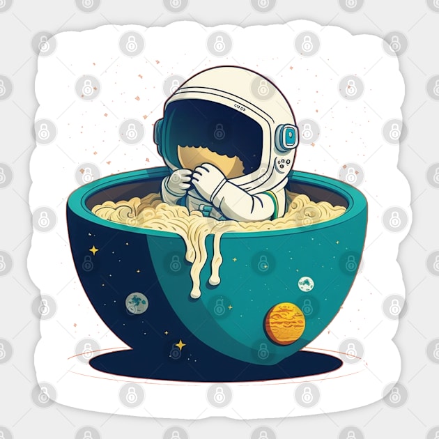 Astronaut in noodles bowl Sticker by Bakr